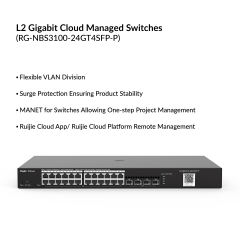 24-Ports L2 Gigabit Cloud Managed Switches (Ruijie) | RG-NBS3100-24GT4SFP-P-V2