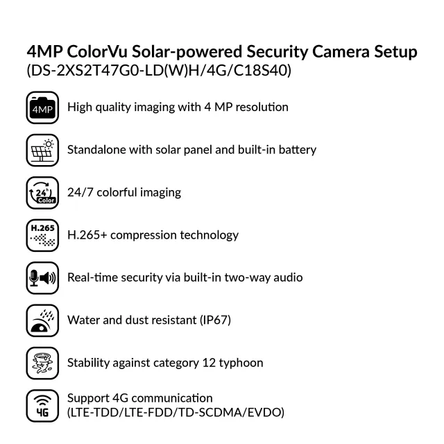 4MP ColorVu Solar-powered Security Camera Setup | DS-2XS2T47G1-LDH/4G/C18S40