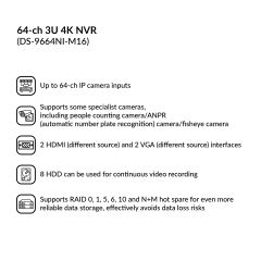64-ch 3U 4K NVR | DS-9664NI-M16