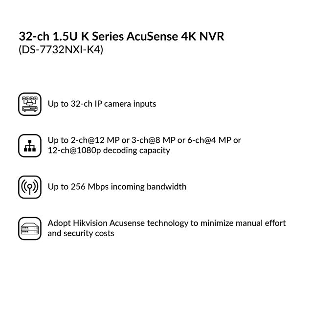 32-ch 1.5U K Series AcuSense 4K NVR | DS-7732NXI-K4(D)