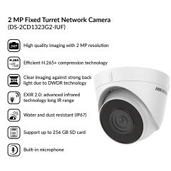 2MP Build-in Mic Fixed Turret Network Camera | DS-2CD1323G2-IUF