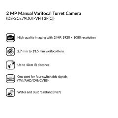 2MP Manual Varifocal Turret Camera | DS-2CE79D0T-VFIT3F(C)