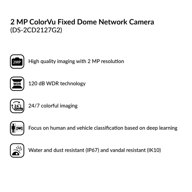 2 MP ColorVu Fixed Dome Network Camera | DS-2CD2127G2