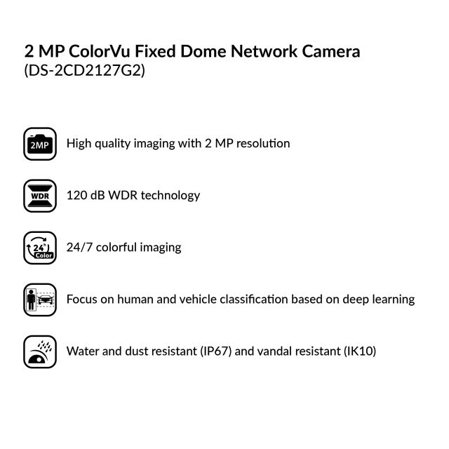 2MP ColorVu Fixed Dome Network Camera | DS-2CD2127G2