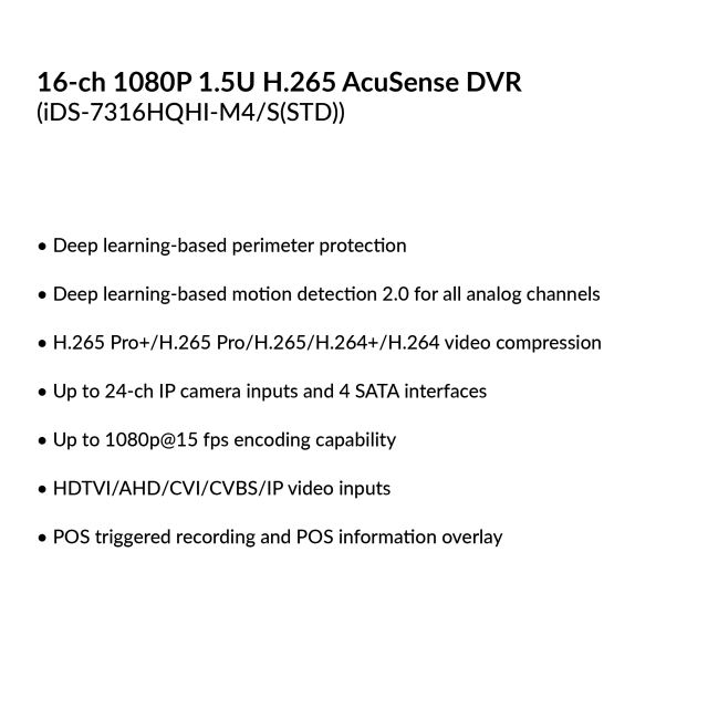 16-ch 1080P 1.5U H.265 AcuSense DVR | iDS-7316HQHI-M4/S(STD)