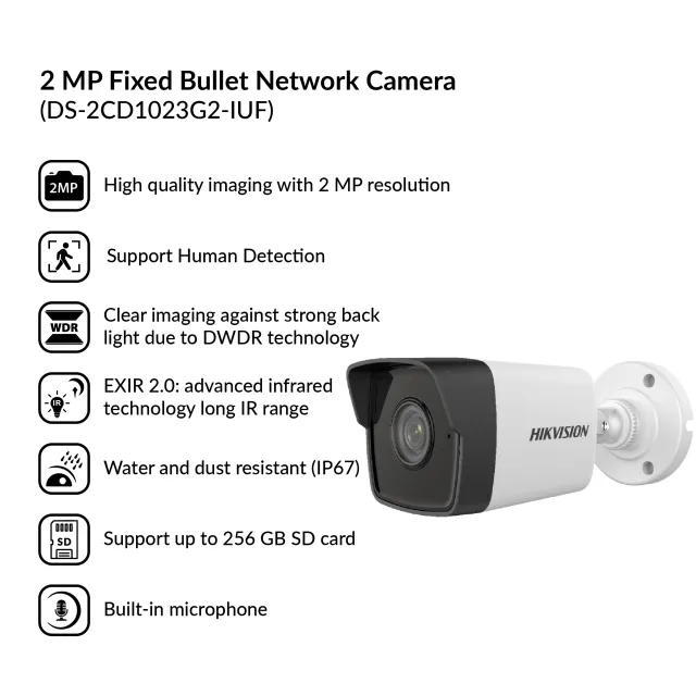 2MP Fixed Bullet Network Camera | DS-2CD1023G2-IUF