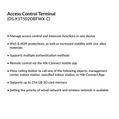 Access Control Terminal | DS-K1T502DBFWX-C