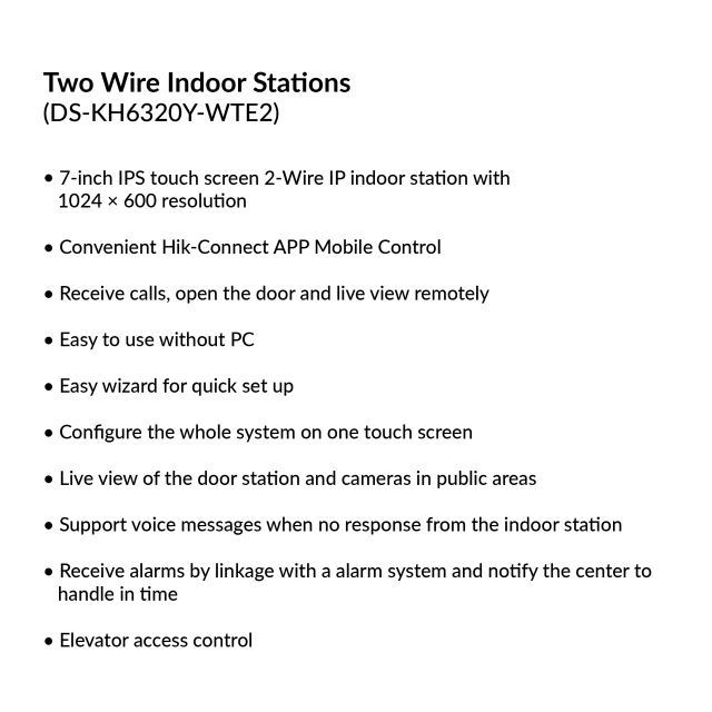 Two wire indoor stations | DS-KH6320Y-WTE2