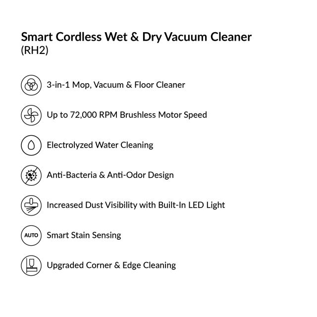 Smart Cordless Wet & Dry Vacuum Cleaner | RH2