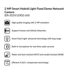2MP Smart Hybrid Light Fixed Dome Network Camera | DS-2CD1123G2-LIU