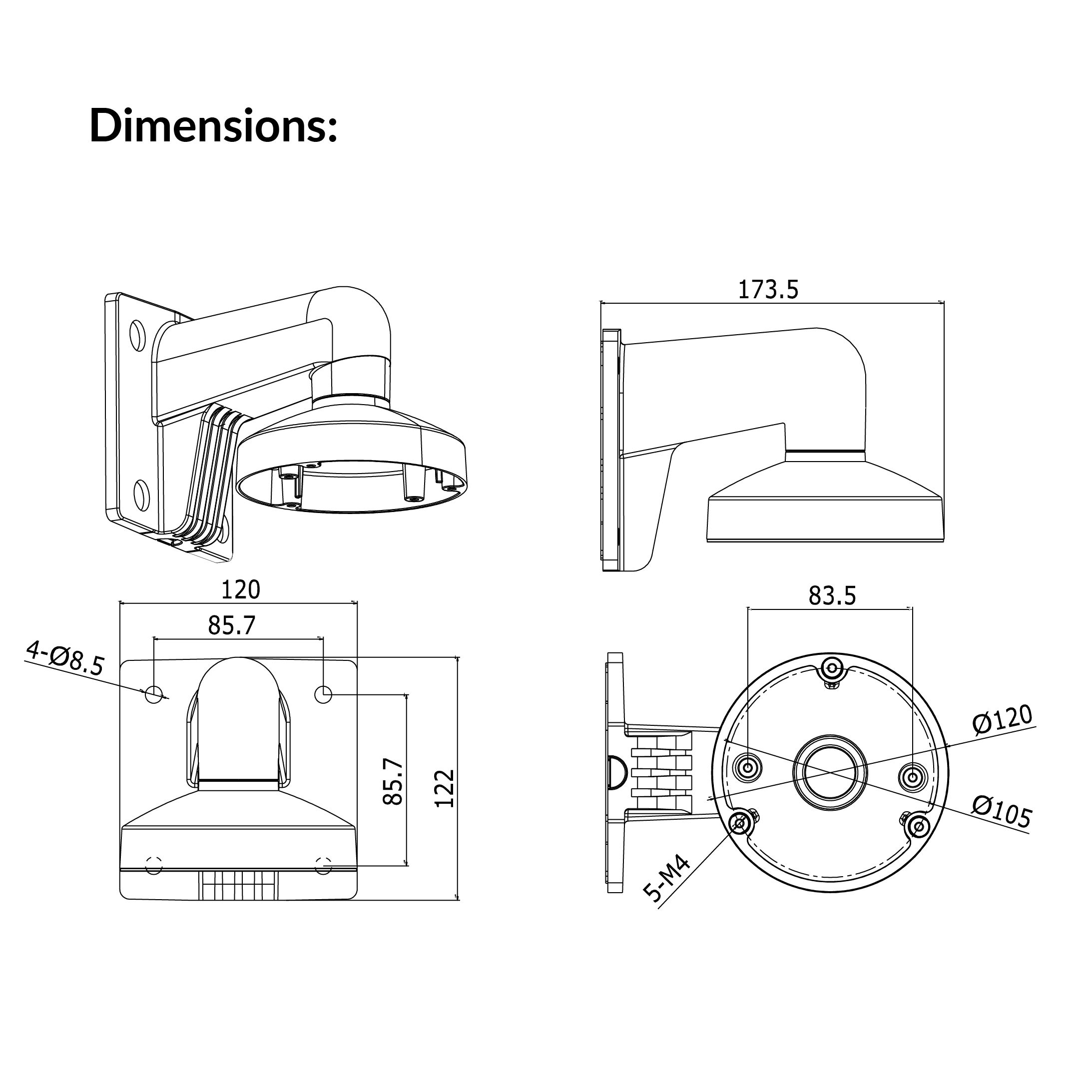 Wall Mount Bracket for Hikvision Turret Camera DS-1273ZJ-140B (1 Pack