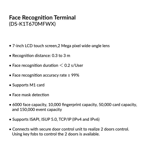 Face Recognition Terminal | DS-K1T670MFWX