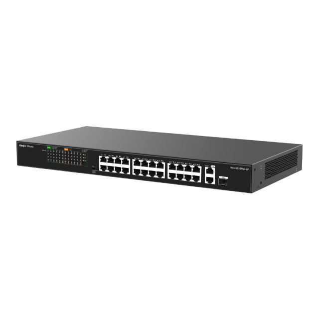 24-Port 10/100 Mbps with 2-Port Gigabit Unmanaged PoE Switch | RG-ES126FGS-LP