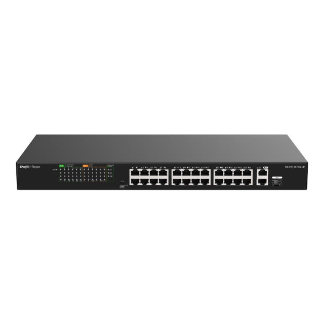 24-Port 10/100 Mbps with 2-Port Gigabit Unmanaged PoE Switch | RG-ES126FGS-LP