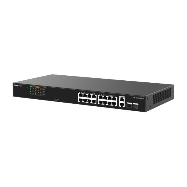 16-Port 10/100 Mbps with 2-Port Gigabit Unmanaged PoE Switch | RG-ES118FGS-LP
