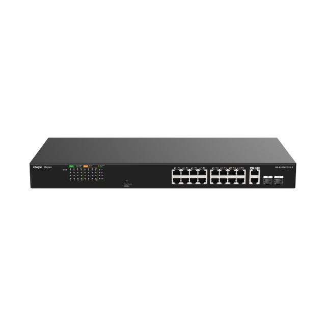 16-Port 10/100 Mbps with 2-Port Gigabit Unmanaged PoE Switch | RG-ES118FGS-LP