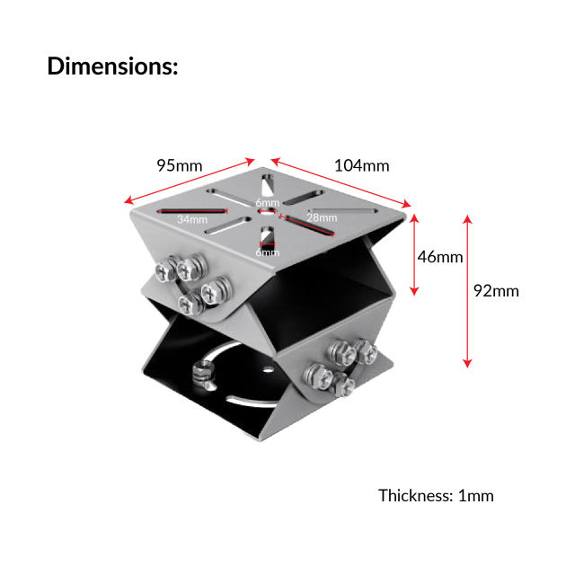 Joint Bracket |  VS-Stainless steel 3D Universal Joint Bracket (L) (100*105*95mm)