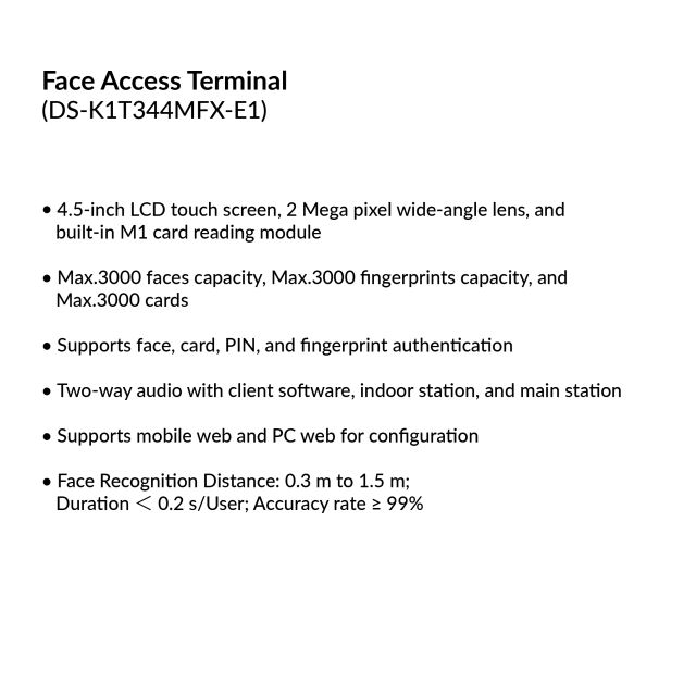 Face Access Terminal | DS-K1T344MFX-E1
