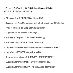 32-ch 1080p 1U H.265 AcuSense DVR | iDS-7232HQHI-M2/XT