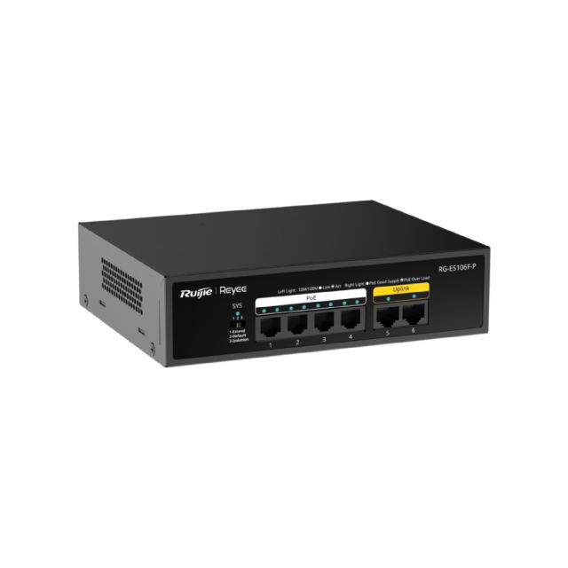 6-Port 10/100 Mbps Unmanaged PoE Switch | RG-ES106F-P