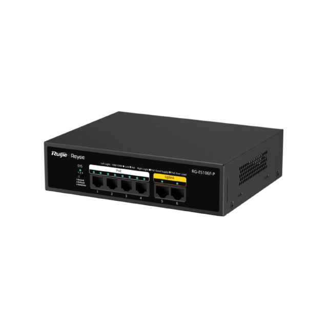 6-Port 10/100 Mbps Unmanaged PoE Switch | RG-ES106F-P