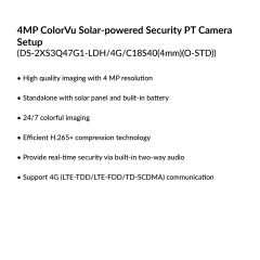 4MP ColorVu Solar-Powered Security PT Camera Setup | DS-2XS3Q47G1-LDH/4G/C18S40(4mm)(O-STD)