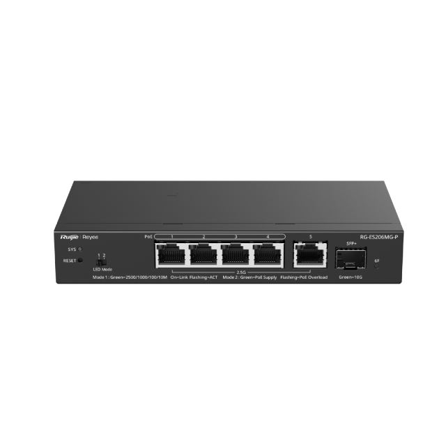 5-Port 2.5G Cloud Managed PoE Switch | RG-ES206MG-P