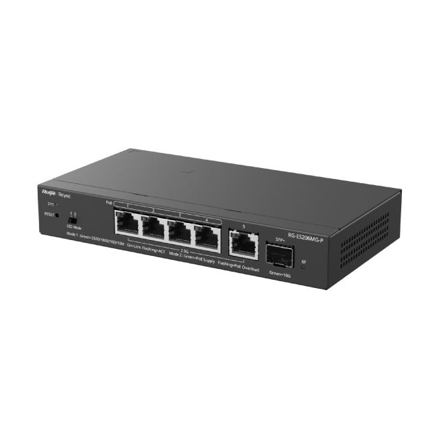 5-Port 2.5G Cloud Managed PoE Switch | RG-ES206MG-P