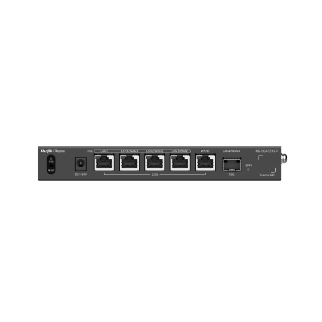 5-Port (4 PoE/PoE+) 2.5G Cloud Managed Router, 1 x 10G Port | RG-EG406XS-P