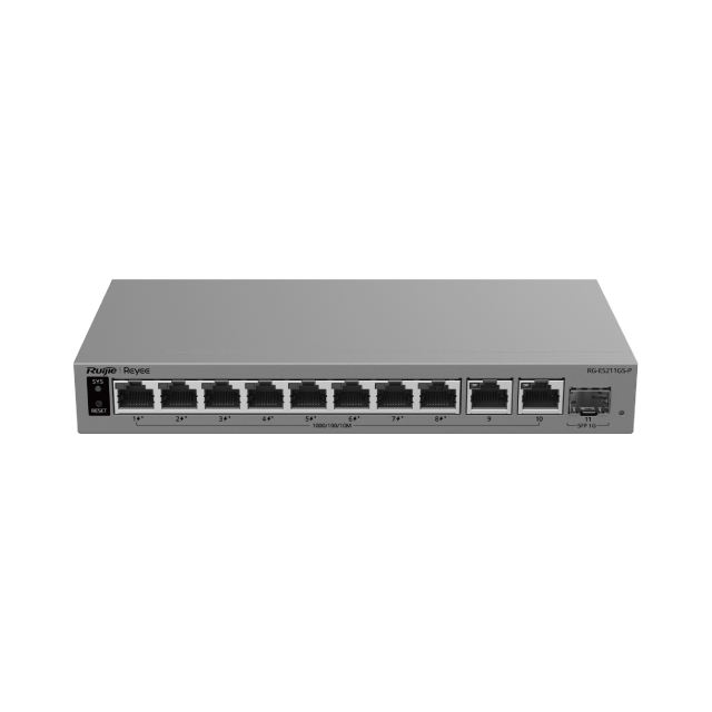 10-Port Gigabit Smart Cloud-Managed PoE Switch with 1-Port SFP | RG-ES211GS-P