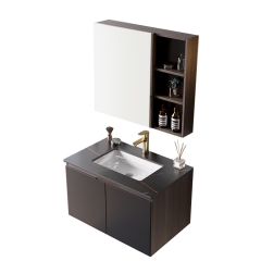 Modern Style Cheap Price Wall Mounted Ground Drainage Multi-layer Solid Wood Ceramic Wash Basin Bathroom Mirror Vanity Cabinet