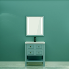 Cabinet moderne de salle de bains de lavabo de panneau en bois solide avec le miroir futé