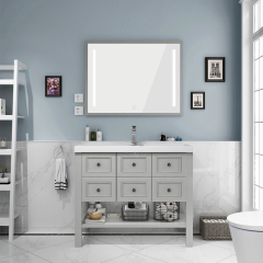 Mueble de baño moderno con lavabo de tablero de madera maciza con espejo elegante