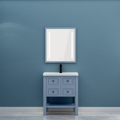 Mueble de baño moderno con lavabo de tablero de madera maciza con espejo elegante