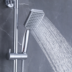 Noyau de valve en céramique de galvanoplastie multicouche Corps en cuivre fin Sortie d'eau à trois voies Tête carrée Ensemble de douche de pluie pour salle de bain