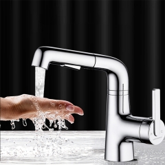 Luxury Modern High Quality Deck Mount Chrome Plating Waterfall Home Bathroom Basin Faucet