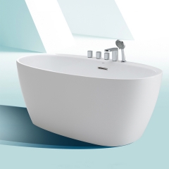 Chineses Free-standing Deep Soak Acrylic Bath Tub Bathtub With Faucet 5 Piece Set