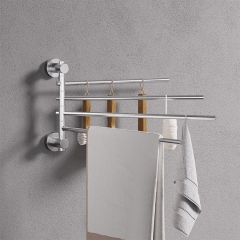 Wall Mounted Strong Load Bearing 4-bar Rotatable Space Aluminum Rotatable Bath Towel Holder Rack