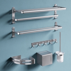 Juego de accesorios de accesorios de accesorios de baño de baño de aluminio de espacio negro elegante y blanco cromado de lujo europeo