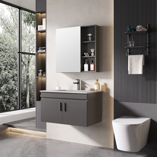 Rockboard Bathroom Cabinet Combination Solid Wood Household Wash Basin Cabinet Bathroom Toilet Ceramic Basin Vanity