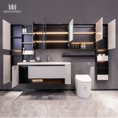 Coiffeuse intelligente moderne adaptée aux besoins du client de miroir avec le coffret de salle de bains de la meilleure qualité fixé au mur