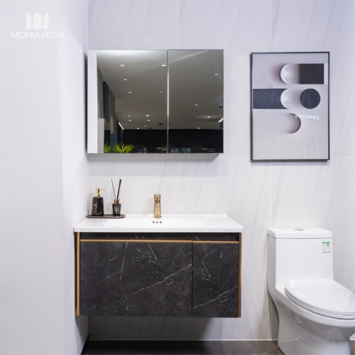 Armário de banheiro moderno com textura de mármore monarca