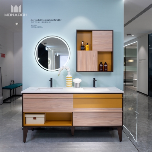 Conjunto de tocadores de gabinetes de baño con espejo moderno de estilo europeo Monarch