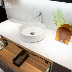 Meuble de salle de bain de rangement brun simple