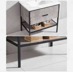 Combinaison d'armoires de salle de bain Rockboard en bois massif meuble de lavabo domestique salle de bain toilette lavabo en céramique vanité