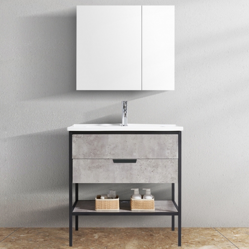 Monarch gray floor-standing bathroom cabinet with mirror aluminum alloy ceramic basin bathroom cabinet