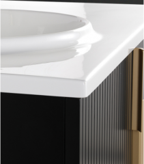 Monarch black floor-standing bathroom cabinet multilayer solid wood combination PVC with ceramic wash basin