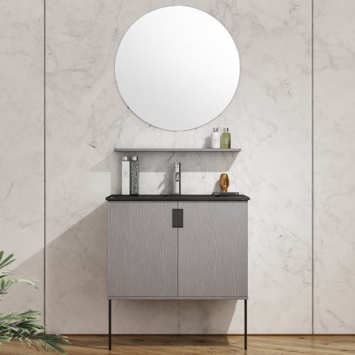 Monarch white gray floor-standing bathroom cabinet with mirror multilayer solid wood slate bathroom cabinet