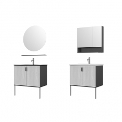 Monarch white gray floor-standing bathroom cabinet with mirror multilayer solid wood slate bathroom cabinet