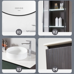 Monarch luxury style gray wall-mounted bathroom cabinet with mirror ash wood slate bathroom cabinet